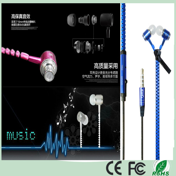 10% off Metal Stereo Zipper Earphone for iPhone Mobile Phone (K-916)