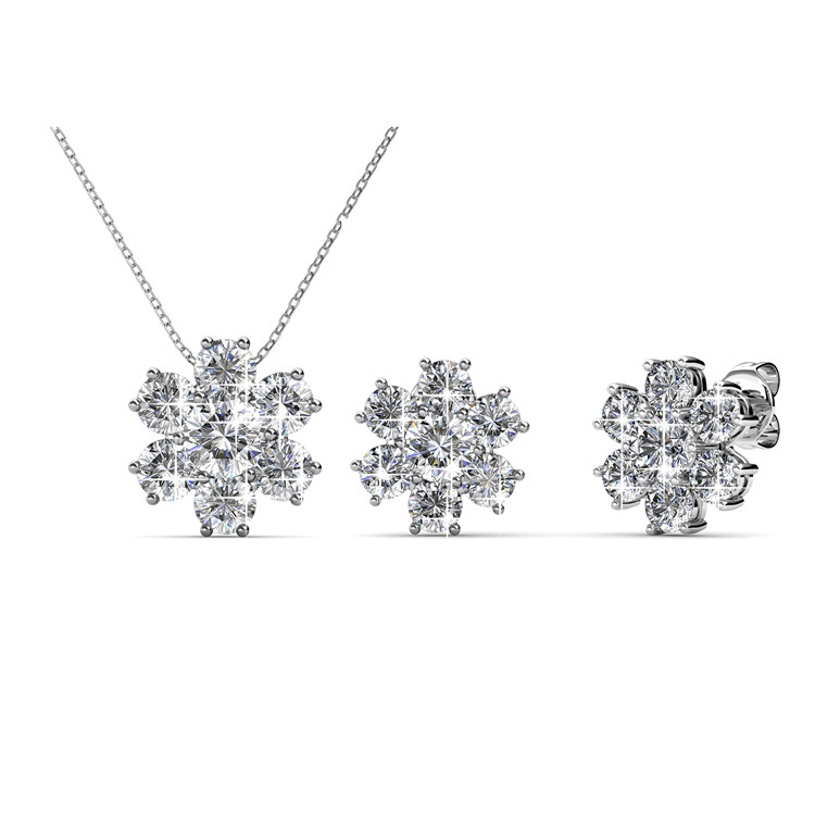 Destiny Jewellery Crystal From Swarovski Snowflake Set Pendant and Earrings