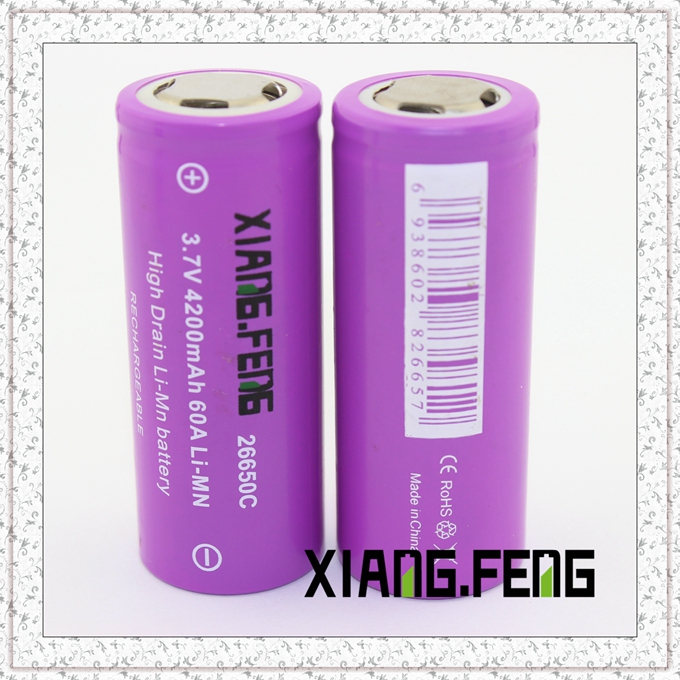 3.7V Xiangfeng 26650 4200mAh 60A Imr Rechargeable Lithium Battery Battery