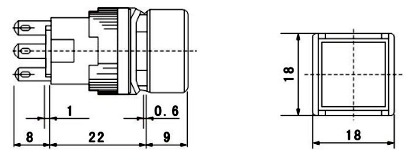 D16-H2y0l 16mm Square LED Cold Light Source Signal Lamp Indicator