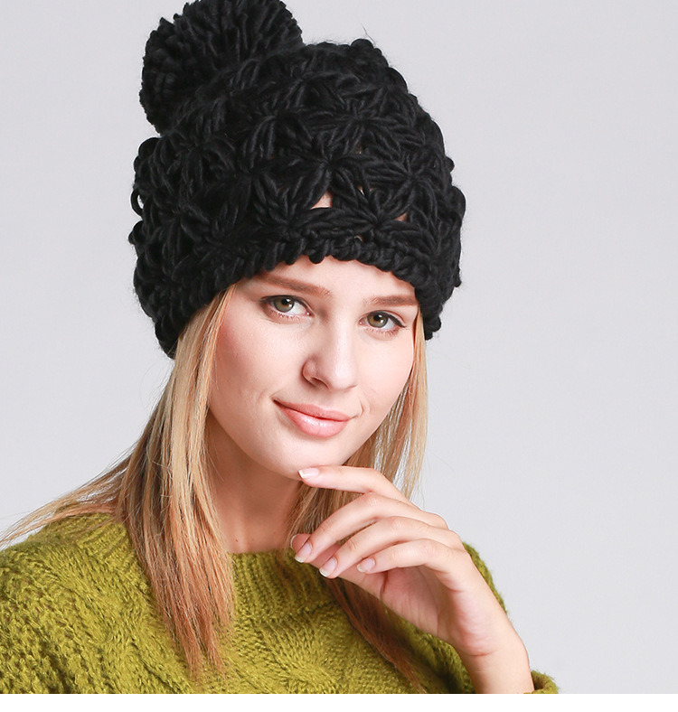 Womens Hand Made Winter Warm Knitted Twisted Cable POM POM Caps Hat Braided Beanie (HW135)