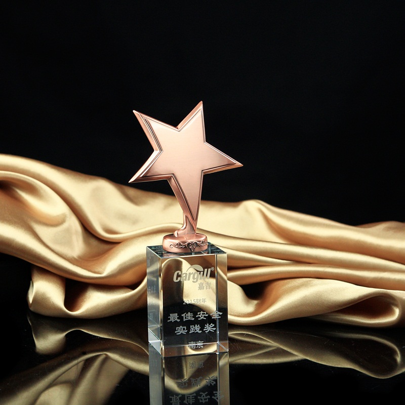 Metal Star Trophy Crystal Craft Awards Glass Trophy