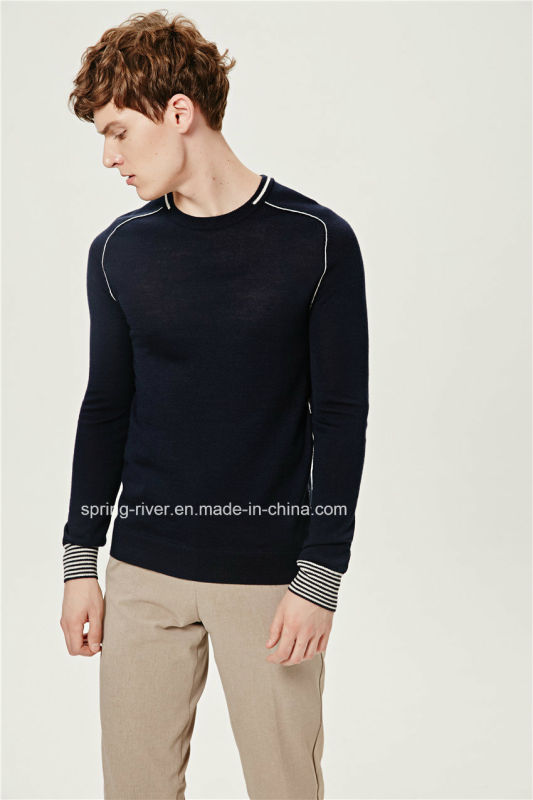 Acrylic Wool Round Neck Men Pullover Knitwear