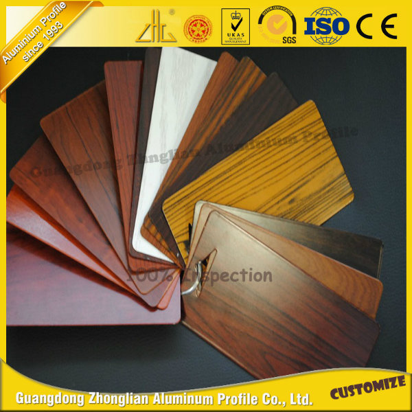 Newest Wooden Grain Aluminium Extrusion for Simulate Wooden Door with Customized Stripes Aluminum