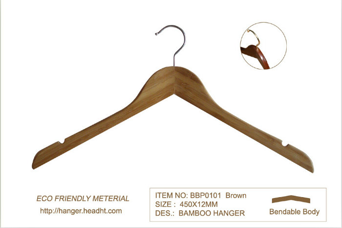 Eco Friendly Bamboo Wood Clothes Shirt Hangers