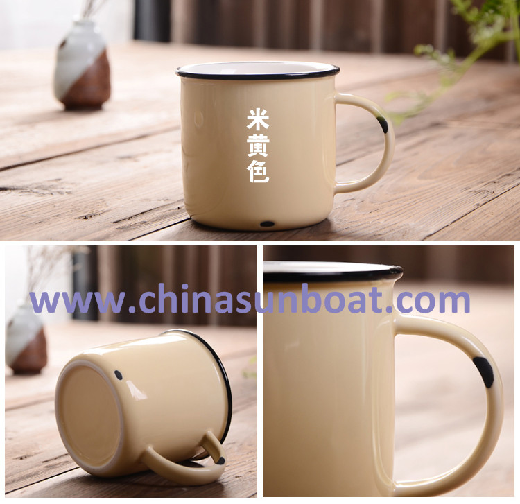 Sunboat 300ml Porcelain Cup Chinese Culture Mug Creative Retro Enamel Mugs Tableware