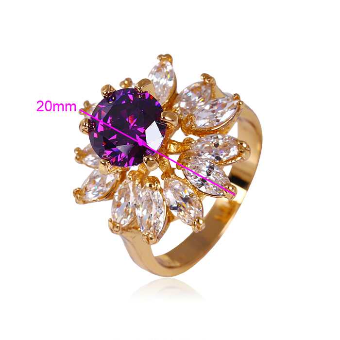 Xuping Fashion New Design Zircon 18k Gold Plated Ring