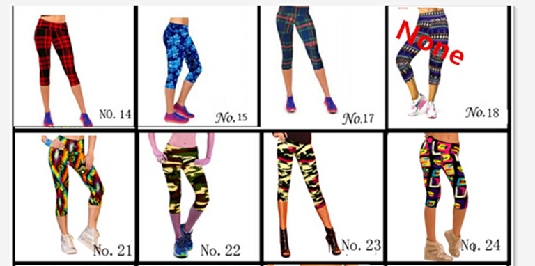 Womens High Waist Fitness Printed Stretch Cropped Leggings (50041)