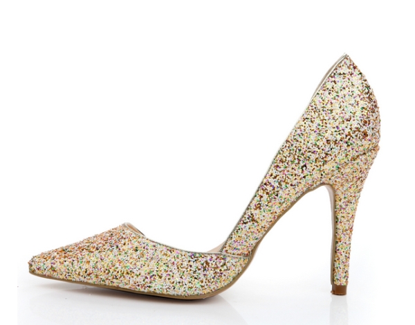 Fashion Color Sequined High Heel Women Shoes (HS17-061)