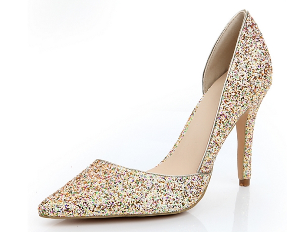 Fashion Color Sequined High Heel Women Shoes (HS17-061)