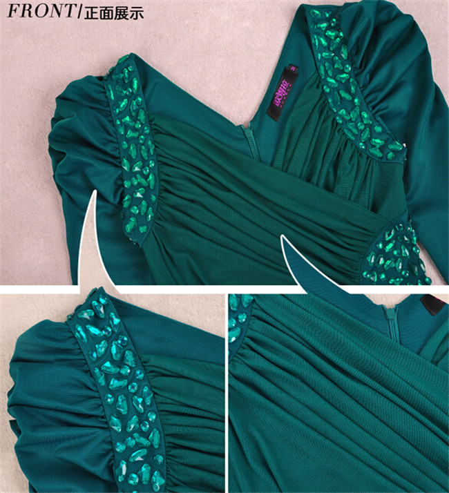 Plus Size Women Long Sleeve Slimming Embroidered Free Prom Dress