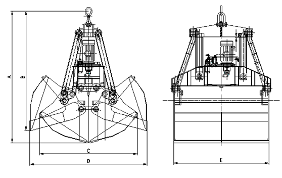 Electric Hydraulic Grab with Double Rope