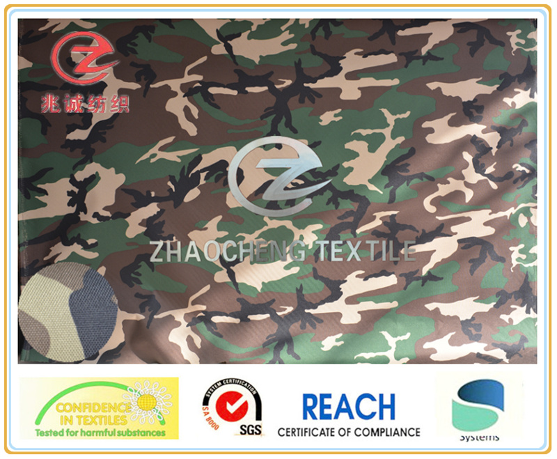 600d Desert Camouflage Printing PU Coated for Military Vest Uses (ZCBP008)