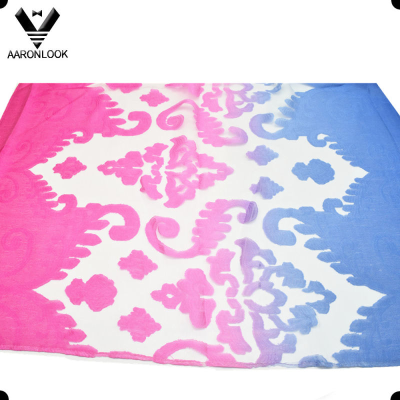 2016 Latest Fashion Lady Jacquard and Cutting Flower Cotton Viscose Scarf