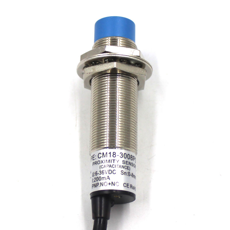 Yumo Cm18-3008PC Plastic Detection Distance 0-8mm Adjustable PNP. No+Nc Capacitive Proximity Switch