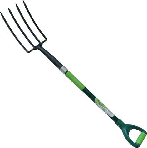 Garden Tools Forged Steel 4-Tine Garden Fork Pitchfork with Fibreglass Handle