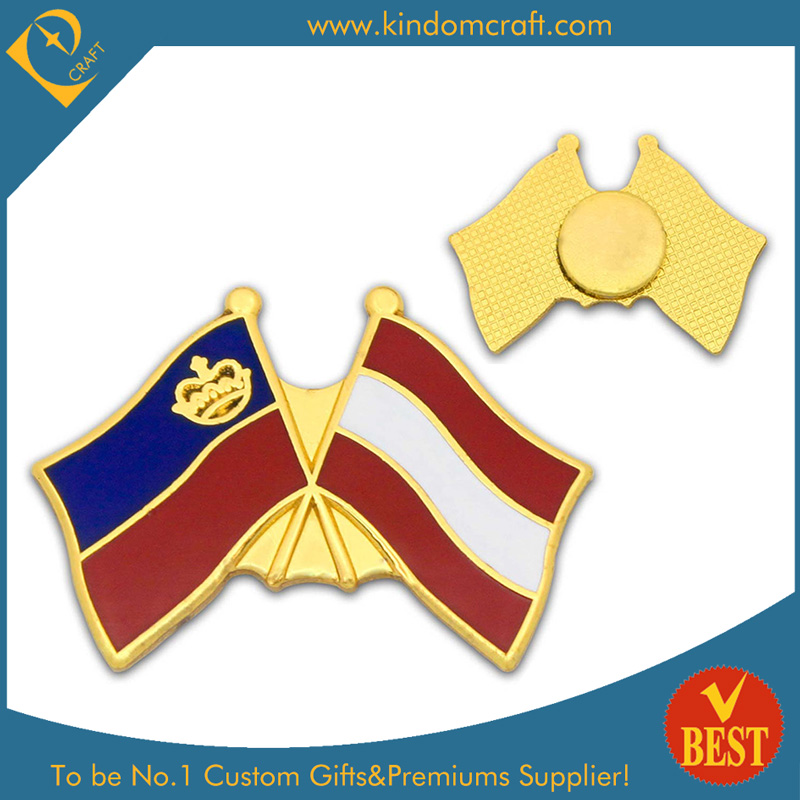 Wholesale China Customized Stamping Gold Plating Country Flag Pin Badge in High Quality