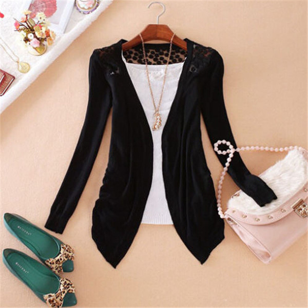 Womens Casual Fashion Long Sleeve Cardigan Hollow Knitwear