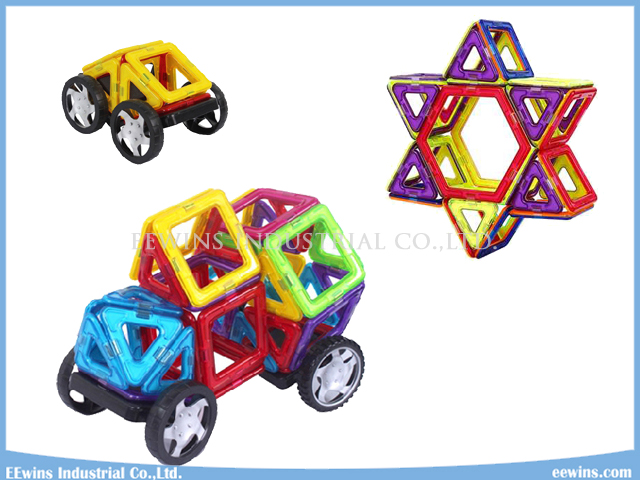 42PCS with Wheels DIY Magnetic Puzzle Toys Wisdom Mag Education Toys for Kids