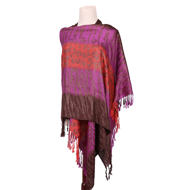 Viscose New Design Purple Scarf Winter Pashmina Ladies Shawl