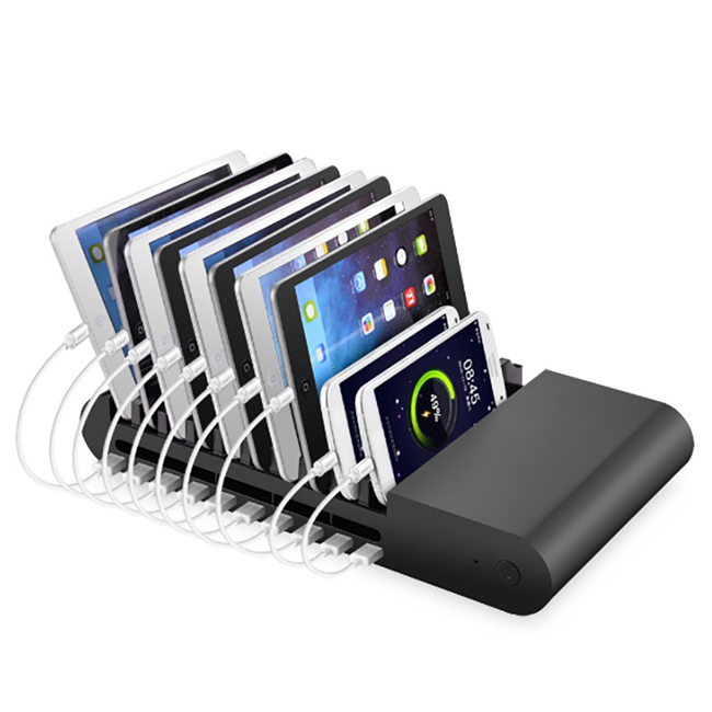 10 Ports Charging Station 8*2.1A 2*1A USB Charger with Stand and Swith Docking Station