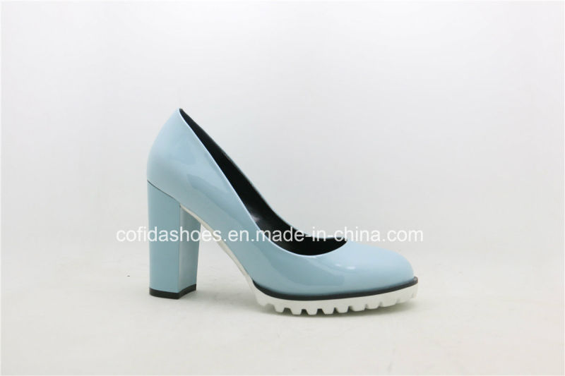 Latest Comfort Chunky High Heels Women Court Shoe