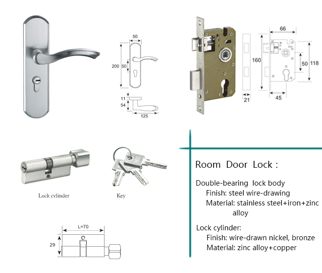 Modern New Door Lock with Lock Cylinder and Lock Body