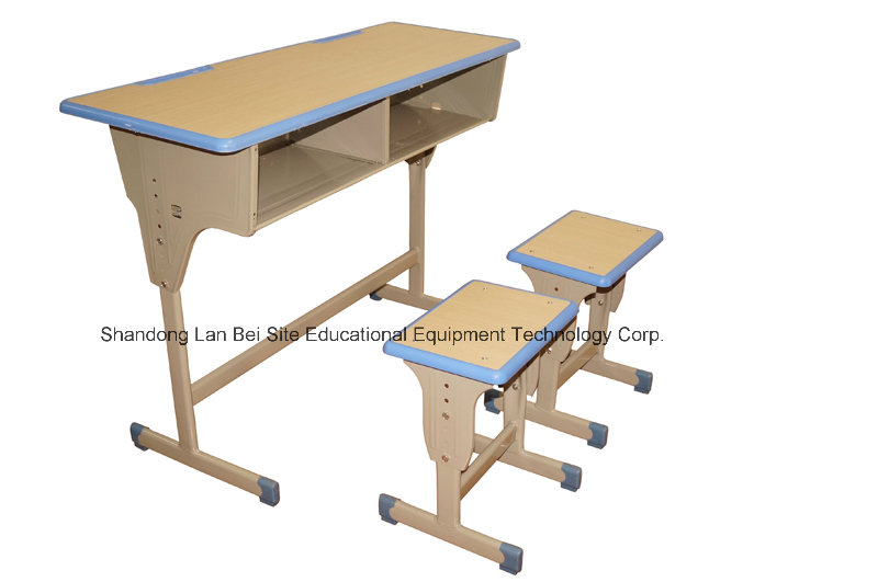 School Furniture School Sets Students Kids Double School Desk and Attached Chairs