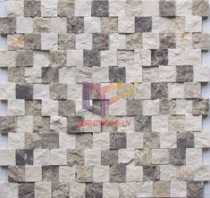 Close Paving No Gap White Stone Wall Used Marble Mosaic (CFS915)