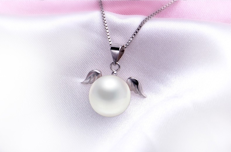 925 Silver Pearl Necklace Pearl Pendant 8-9mm AAA Button Real Freshwater Pearl Pendant