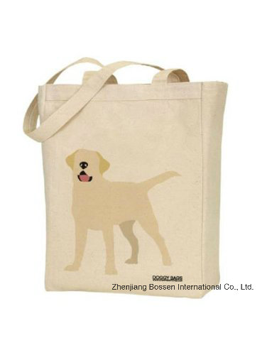 Custom Made Logo Printed Promotional Doggy Pet Natural Duty Cotton Canvas Beach Tote Hand Bag