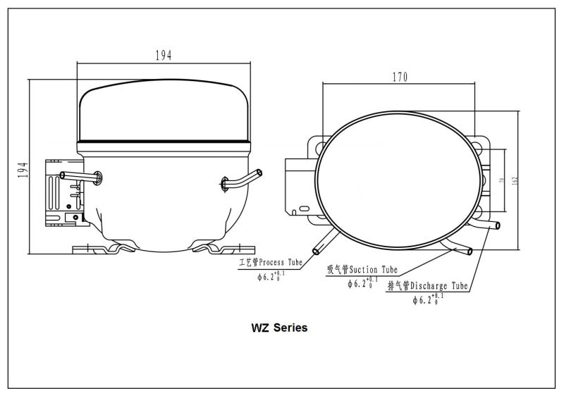 Light Commercial Refrigeration Compressor Gqr16tg Mbp Hbp R134A Showcase Compressor 220V