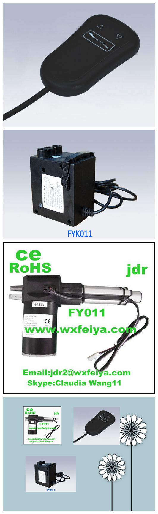 Fy01 Medical Bed Linear Actuator 250mm Stroke