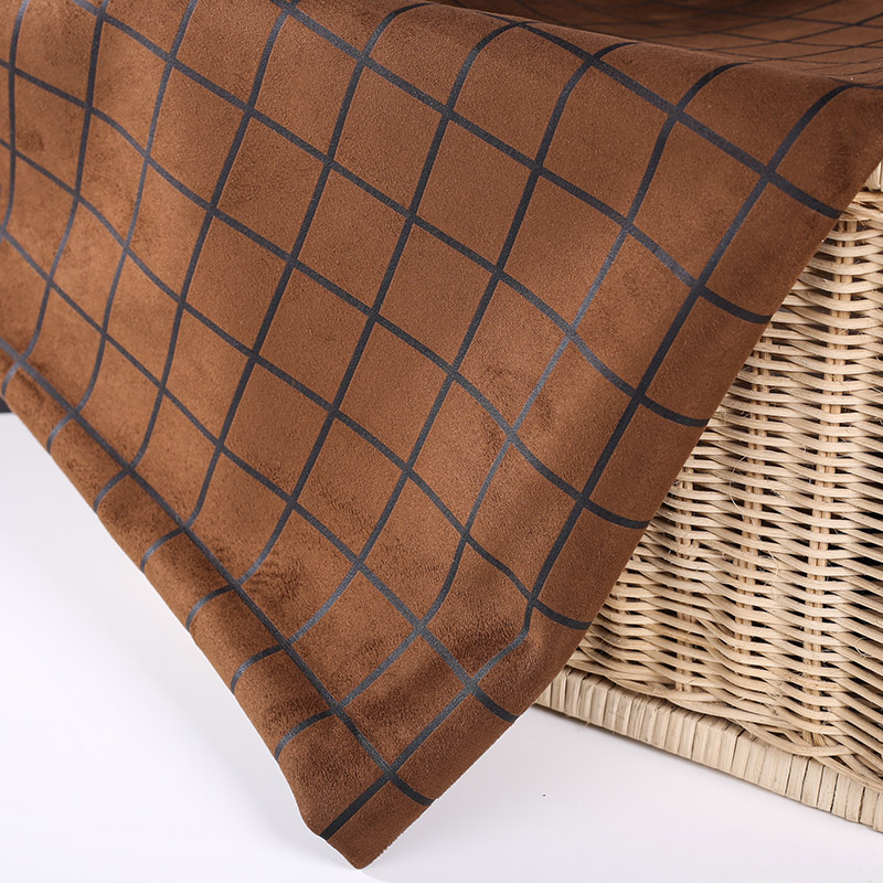 Checks Design Suede Fabrics for Garment