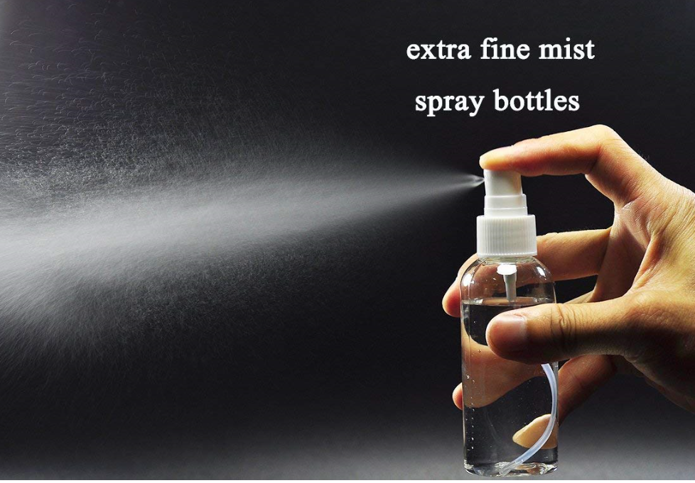 disinfectant bottle with white mist sprayer