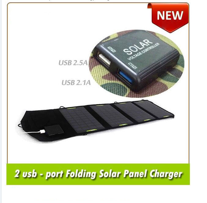 14W Dual USB Port Solar Charger for Mobile Phone