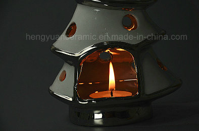 Spot Goods! Ion Plating Christmas Tree Shaped Candle Holders Ceramic