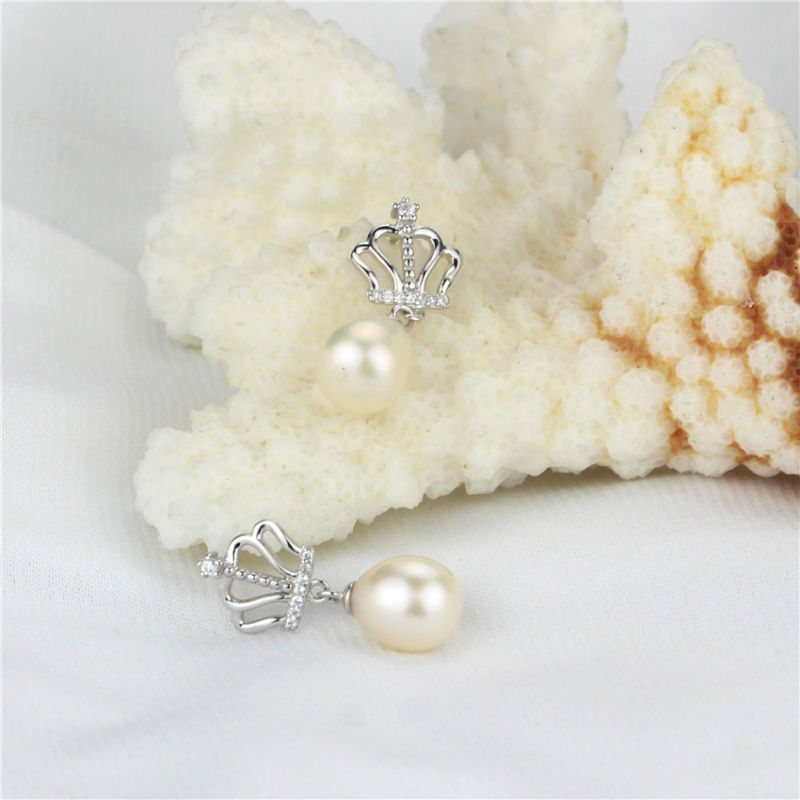 New Arrival Pearl Earrings 8-9mm AAA Drop Fashion White Pearl Earring Jewelry