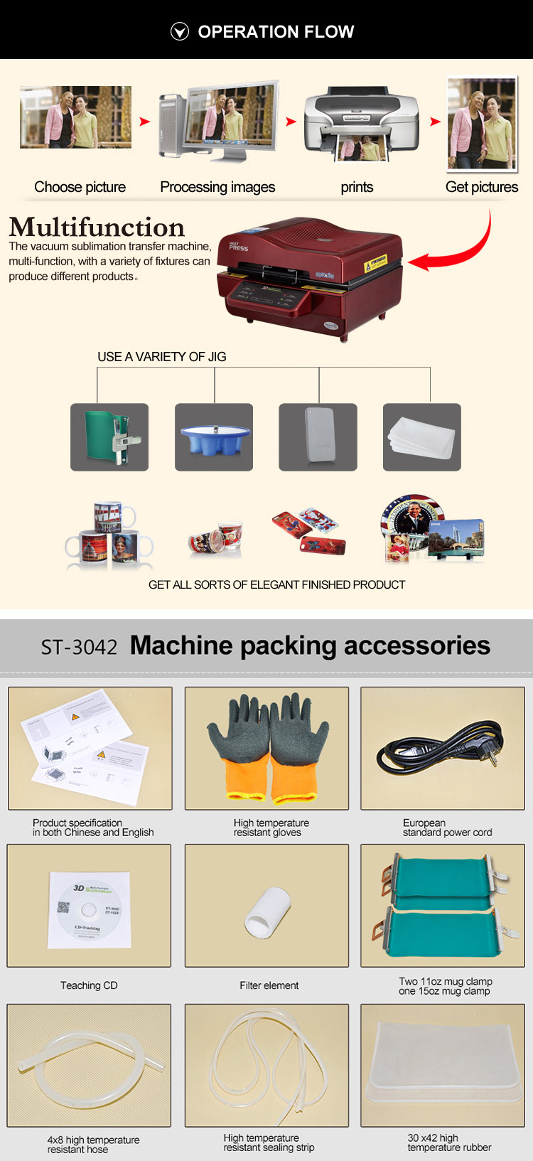 3D Vacuum Sublimation Heat Transfer Printing in Machine (ST-3042)