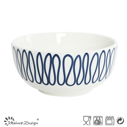 13cm Porcelain Bowl with Creative Lines Decal Printing