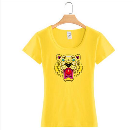 Tiger Logo Printing Fashion Women Wholesale Custom Cotton T Shirt