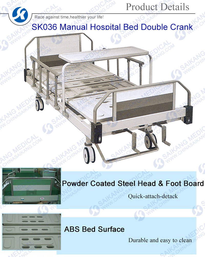 ABS Bed Platform Manual Hospital Bed for Sick Room with Casters