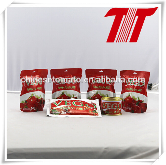 Double Concentrated and Organic Vego Sachet Packaging Tomato Paste for Africa