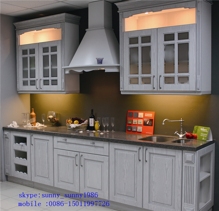 Customized PVC Vacumn Kitchen Cabinets Cupboard for Hotel Project