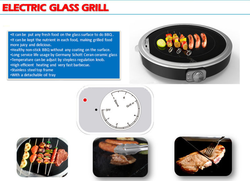 Electric Glass Plate Round Electric Grill