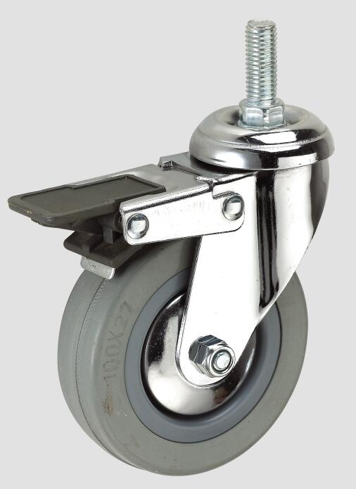 3inch Gray Rubber Thread Industry Caster with Brake