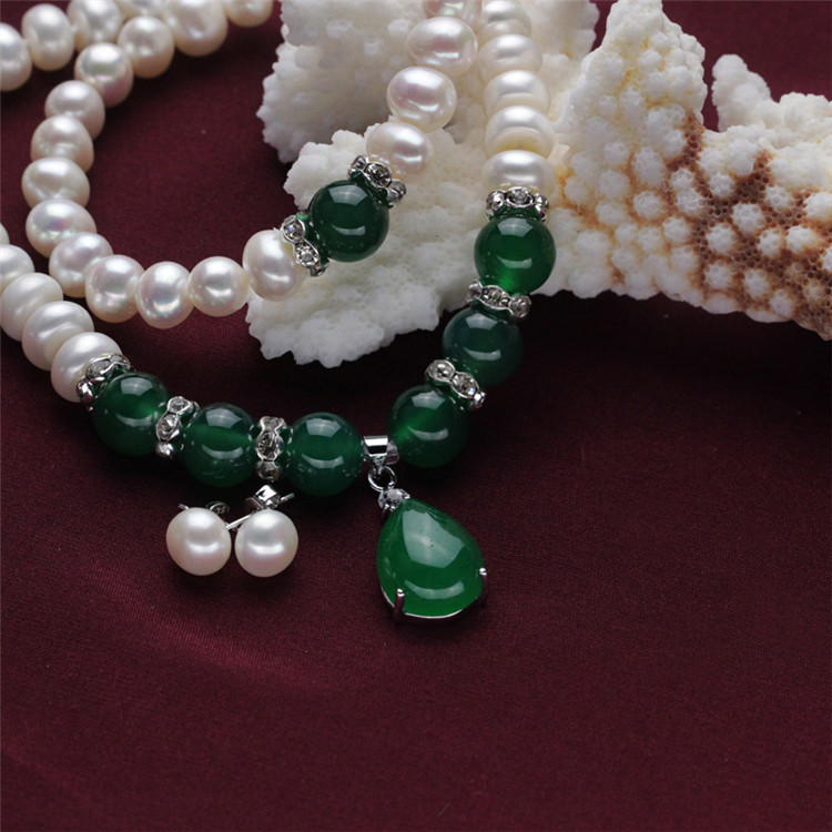 Snh Button Shape Nice Real Freshwater Pearl Jewelry Set