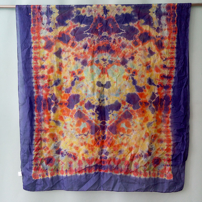 Silk Tie Dye Scarf Shawl Big Size Sex Girl for Women Muffler