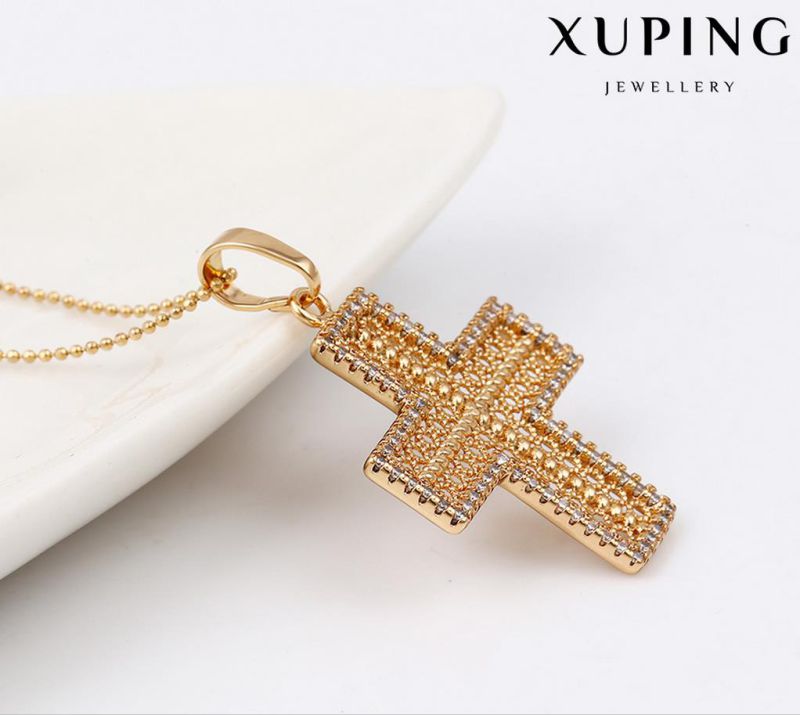 32703 Fashion Charm Cubic Zirconia Cross Imitation Jewelry Chain Pendant in Alloy Copper