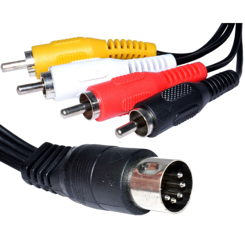 5 Pin RCA Phono Male Plugs Audio Cable